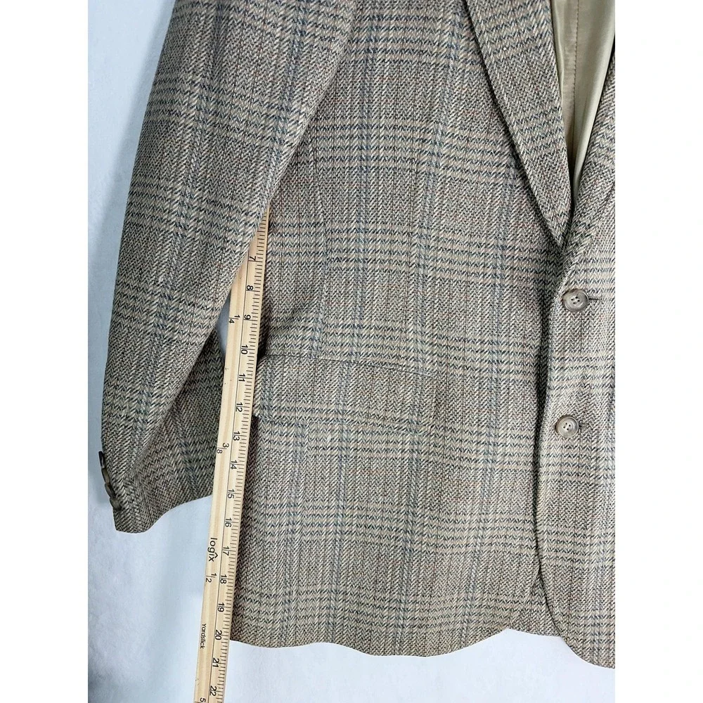 Vintage Chaps By Ralph Lauren Blazer Mens 40 Beige‎ Plaid Wool Tweed Sport Coat
